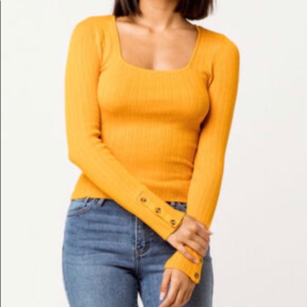 Yellow Square neck top